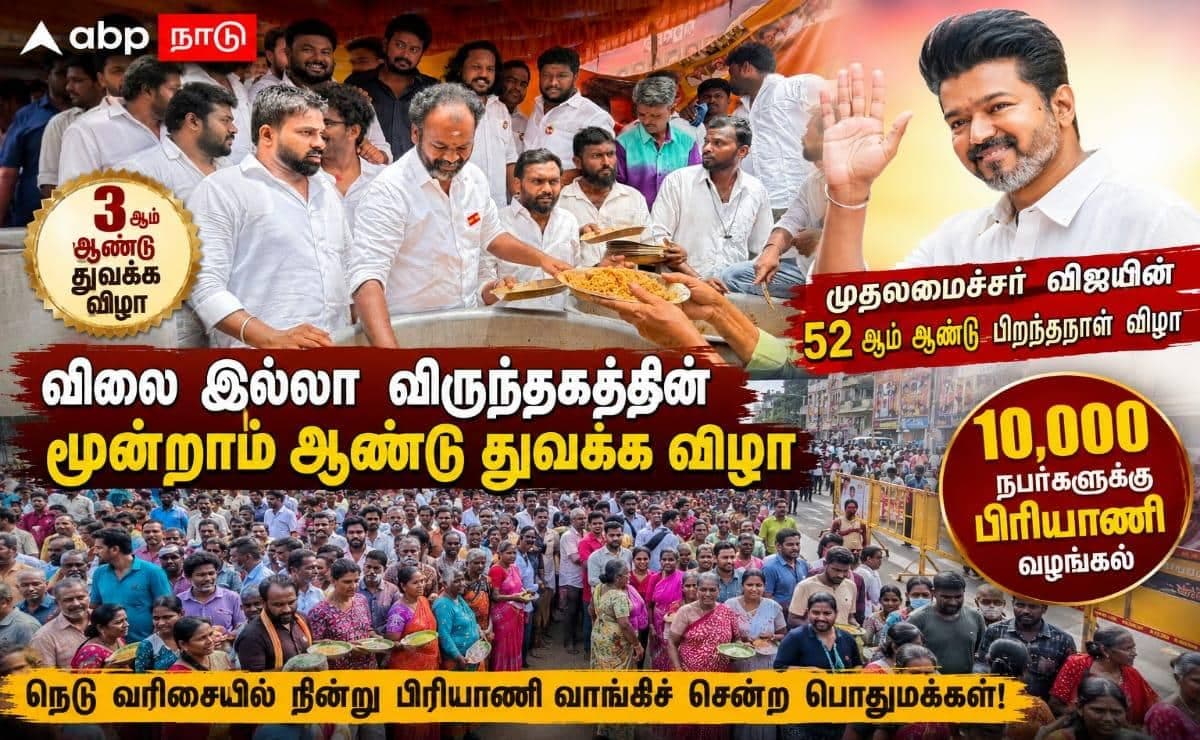 விஜய் பிறந்தநாள்: மதுரையில் 10,000 பேருக்கு தவெக பிரியாணி விருந்து!